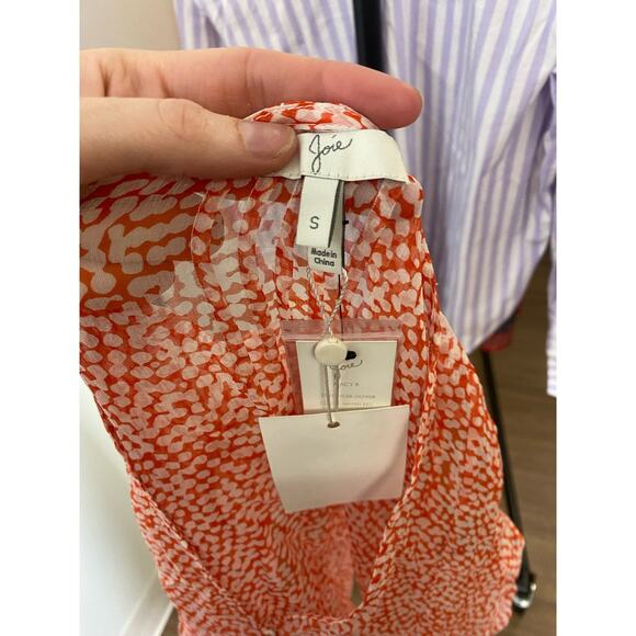 NWT Joie Red White Print Sheer Flutter Sleeve Top Sz S - Picture 6 of 7